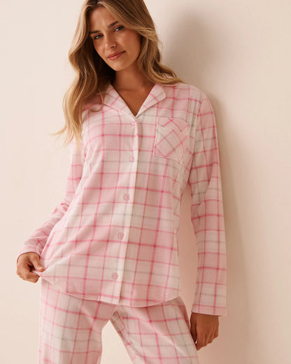 La Vie en Rose_Cherry Blossom Plaid_Pink Plaid Microfleece Pj Set_40400090_P60409_03