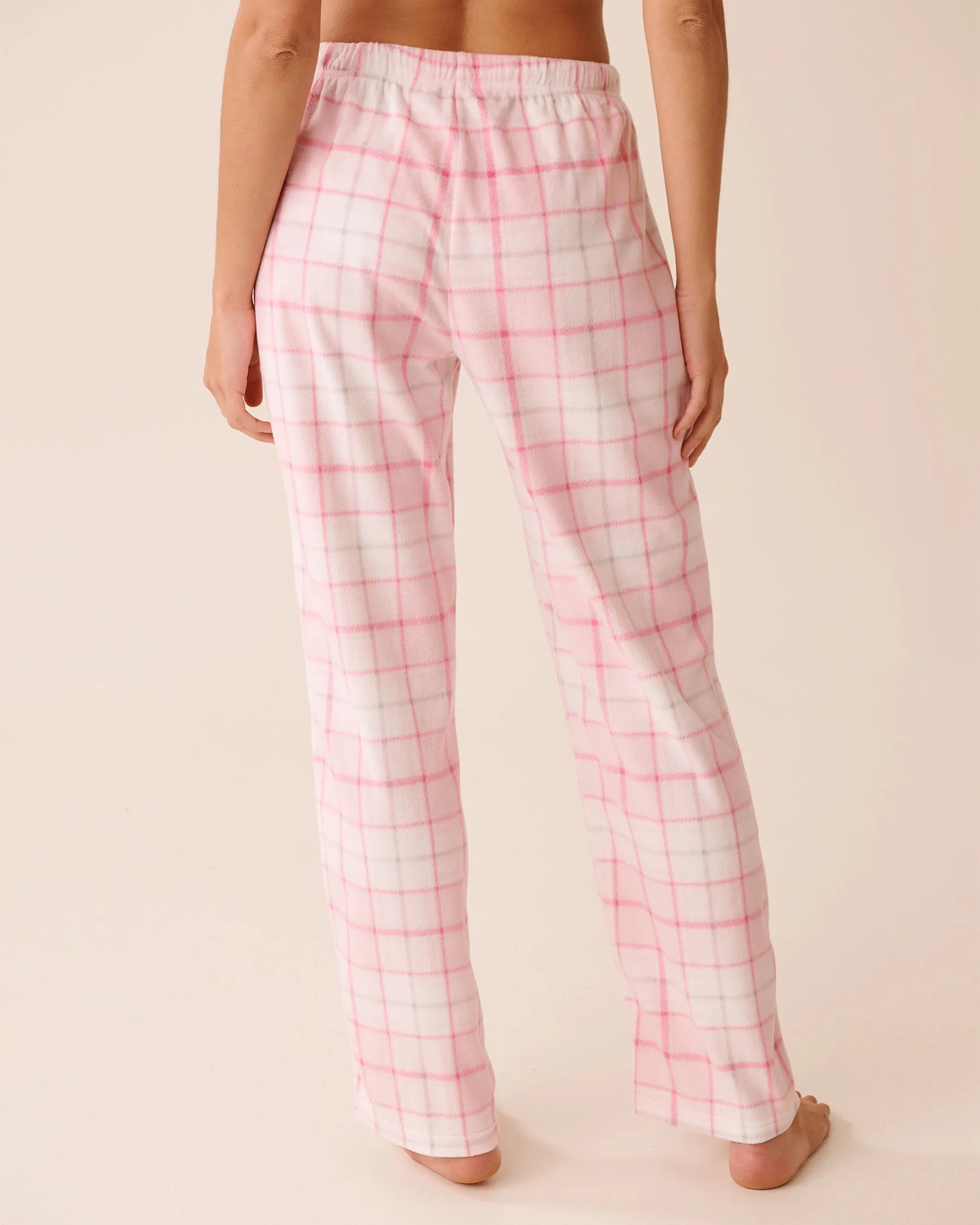La Vie en Rose_Cherry Blossom Plaid_Pink Plaid Microfleece Pj Set_40400090_P60409_05