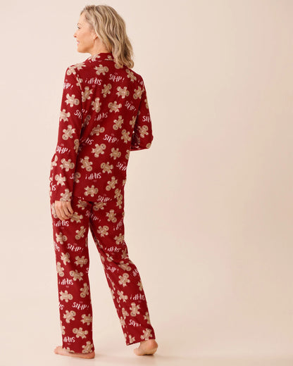 La Vie en Rose_Savvy Red Gingerbread_Gingerbread Print Microfleece Pj Set_40400090_P60415_02