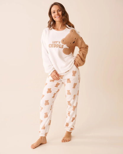 La Vie en Rose_Snow White Big Teddy_Teddy Bear Print Soft Plush Pj Set_40400091_P10559_01