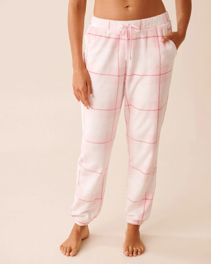 La Vie en Rose_Snow White Pink Plaid_Teddy Bear Print Soft Plush Pj Set_40400091_P10560_06