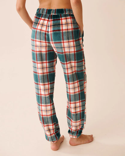 La Vie en Rose_Botanical Garden Beige Plaid_Deer Print Soft Plush Pj Set_40400092_P30135_06