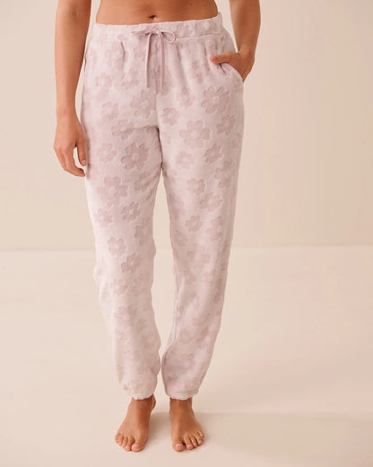 La Vie en Rose Violet Ice Flowers Women Green Plaid Soft Plush Pajama Set SKU: 40400101_P50122 Image 06