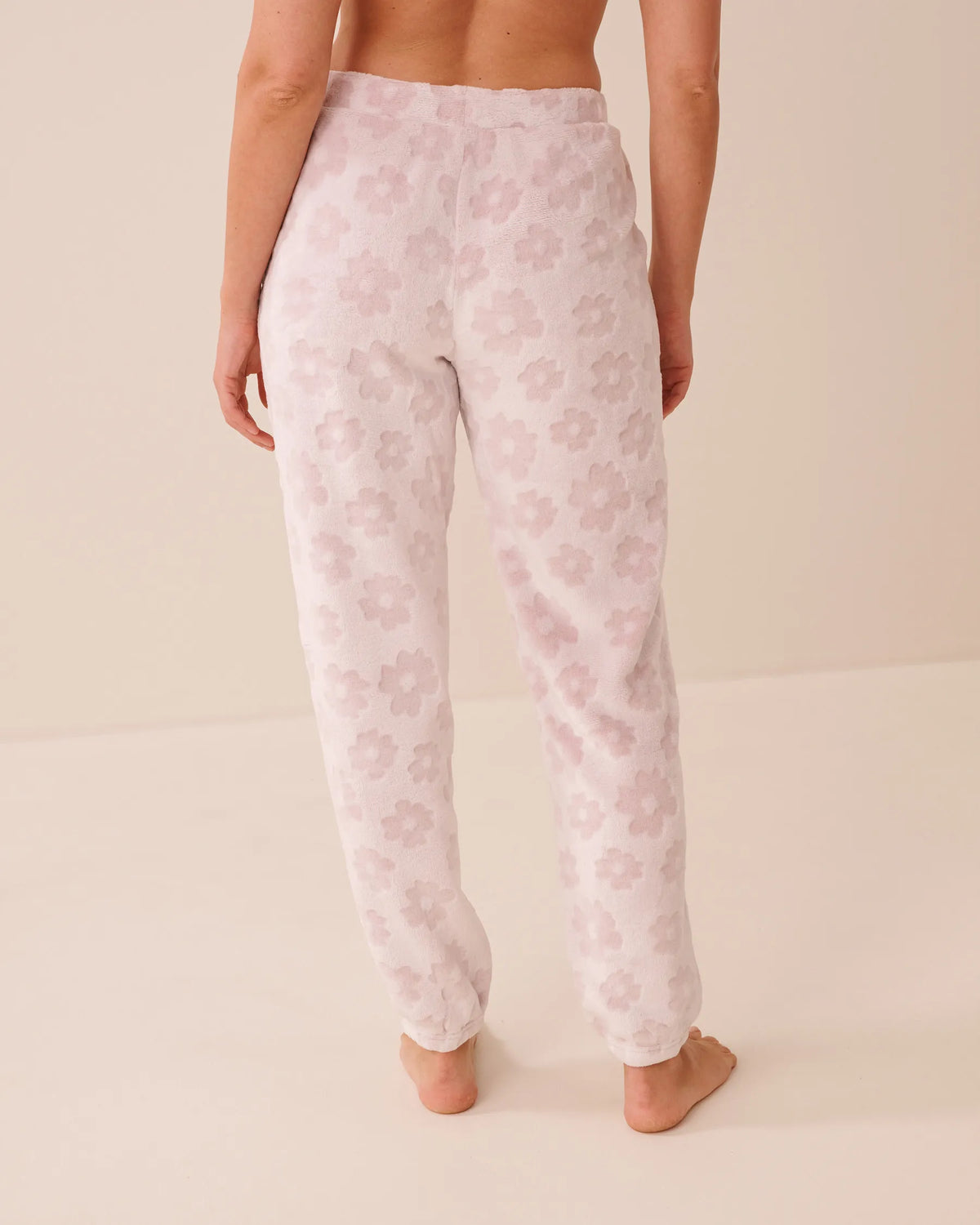 La Vie en Rose Violet Ice Flowers Women Green Plaid Soft Plush Pajama Set SKU: 40400101_P50122 Image 07