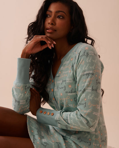 Winter Print Waffle Knit Long Sleeve Sleepshirt_40500388_P40393_04