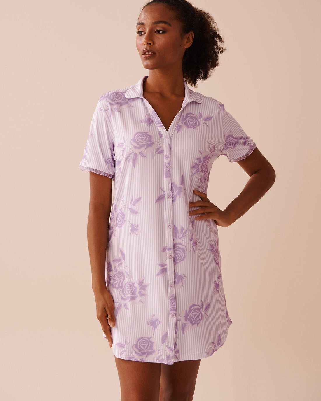 La Vie en Rose_Lilac Rose Print Super Soft Sleepshirt_40500404_P50087_01