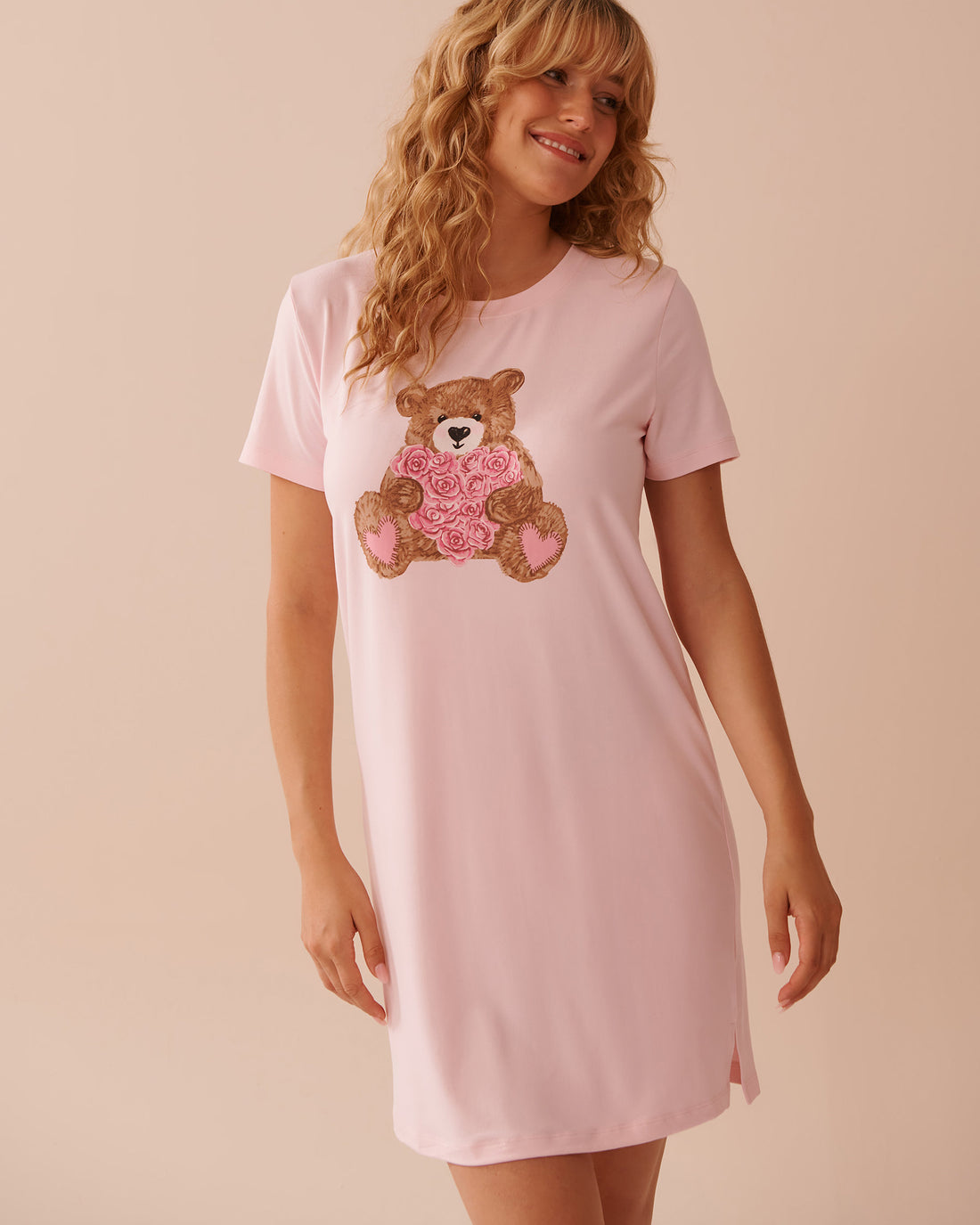 La Vie en Rose_Teddy Bear Print Super Soft Sleepshirt_40500411_60042_01