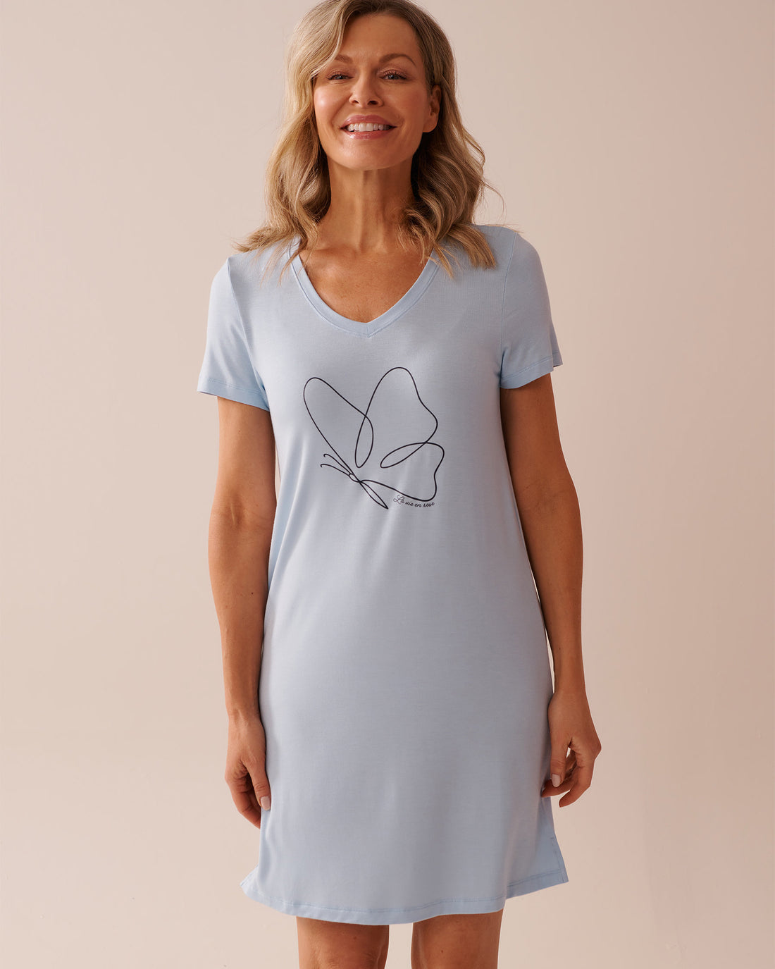 La Vie en Rose_Soft Jersey Short Sleeve Sleepshir_40500426_40104_01