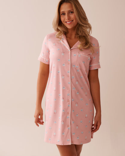 La Vie en Rose_Seagull Print Super Soft Button-Down Sleepshirt_40500430_P60357_01