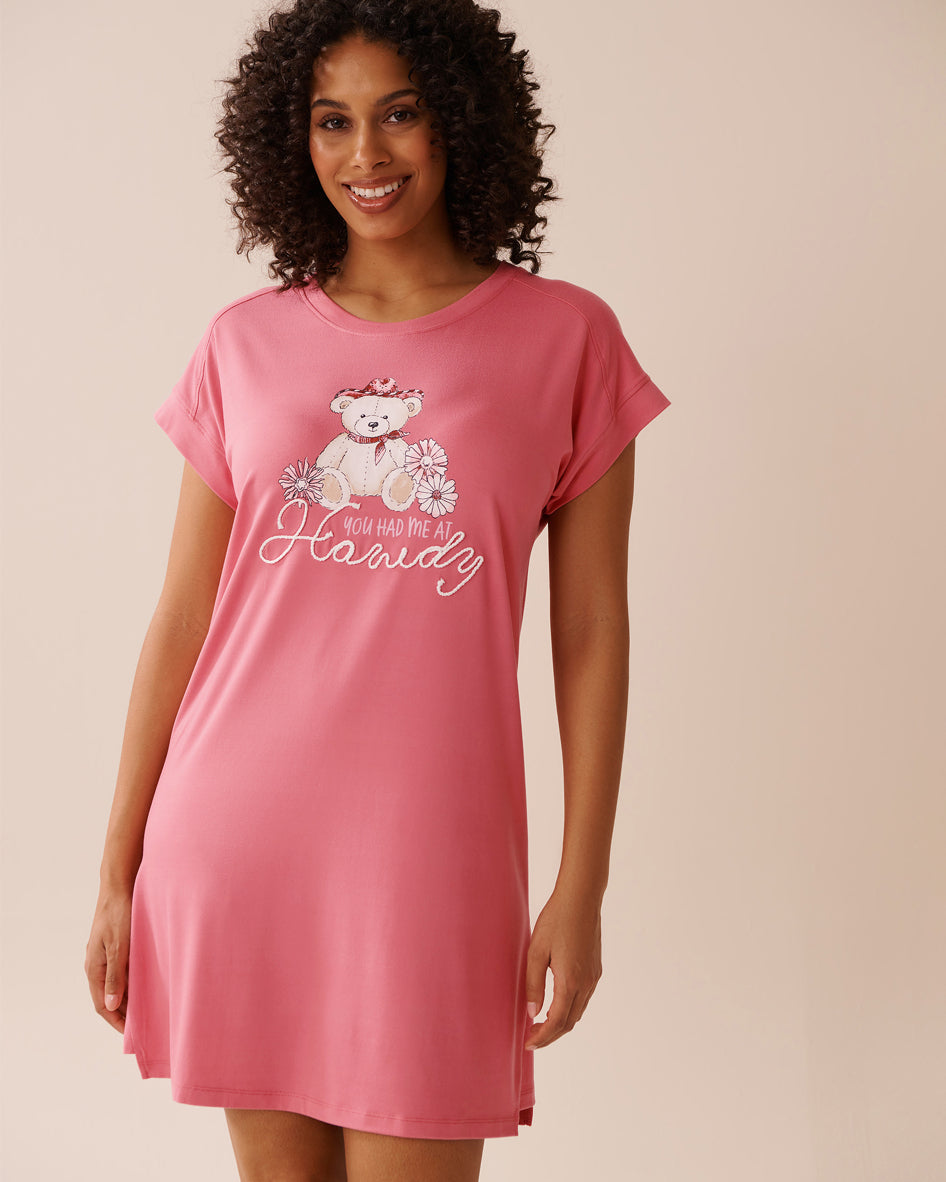 La Vie en Rose_Chateau Rose_Cowboy Teddy Bear Print Super Soft Sleepshirt_40500441_60203_01