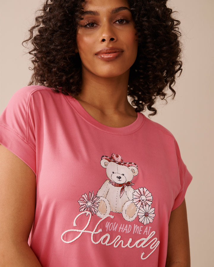 La Vie en Rose_Chateau Rose_Cowboy Teddy Bear Print Super Soft Sleepshirt_40500441_60203_03