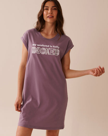 La Vie en Rose_Grapeade_Weekend Print Cotton Short Sleeve Sleepshirt_40500442_50058_01