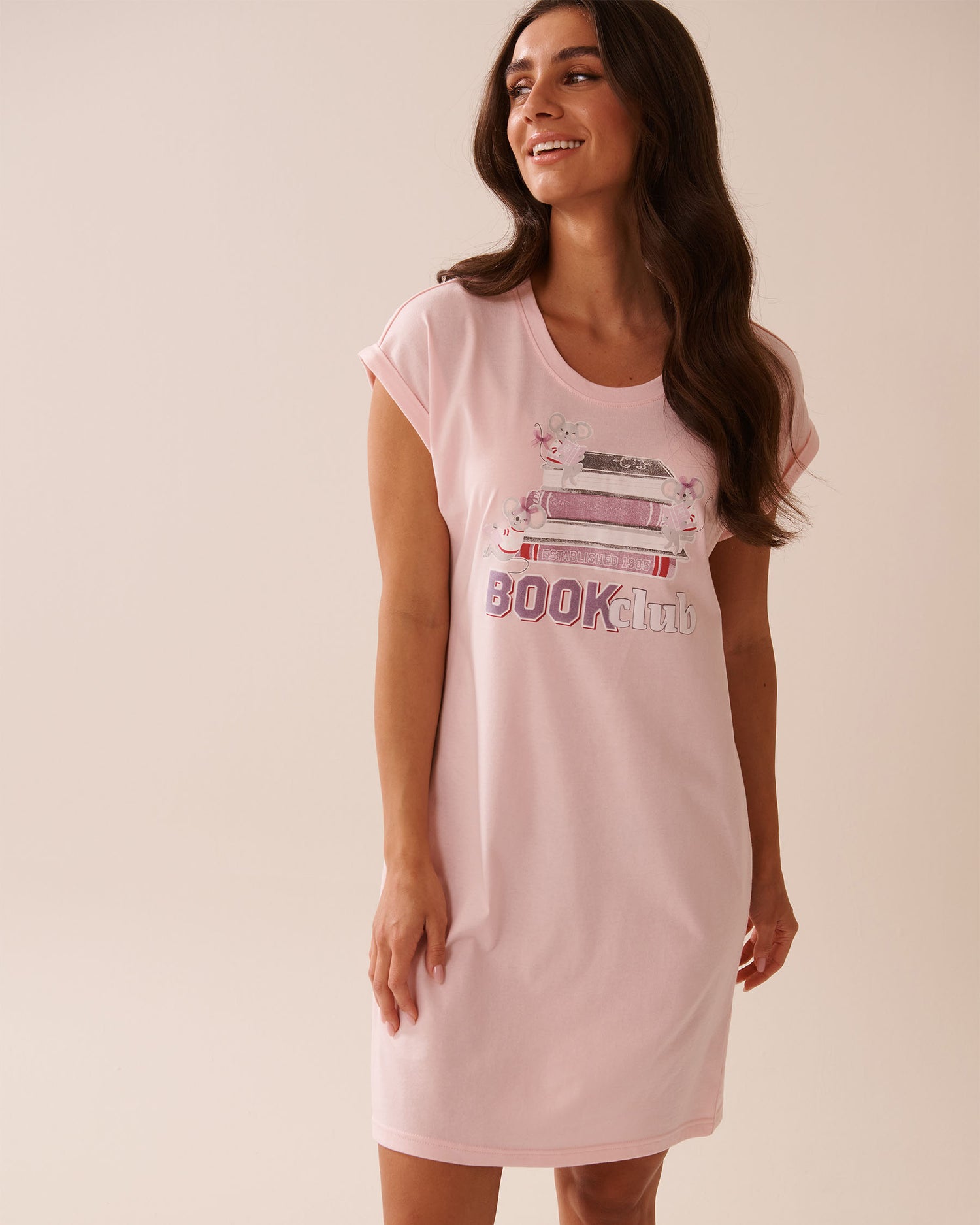 La Vie en Rose_Lotus_Mouse Print Cotton Short Sleeve Sleepshirt_40500442_60021_01