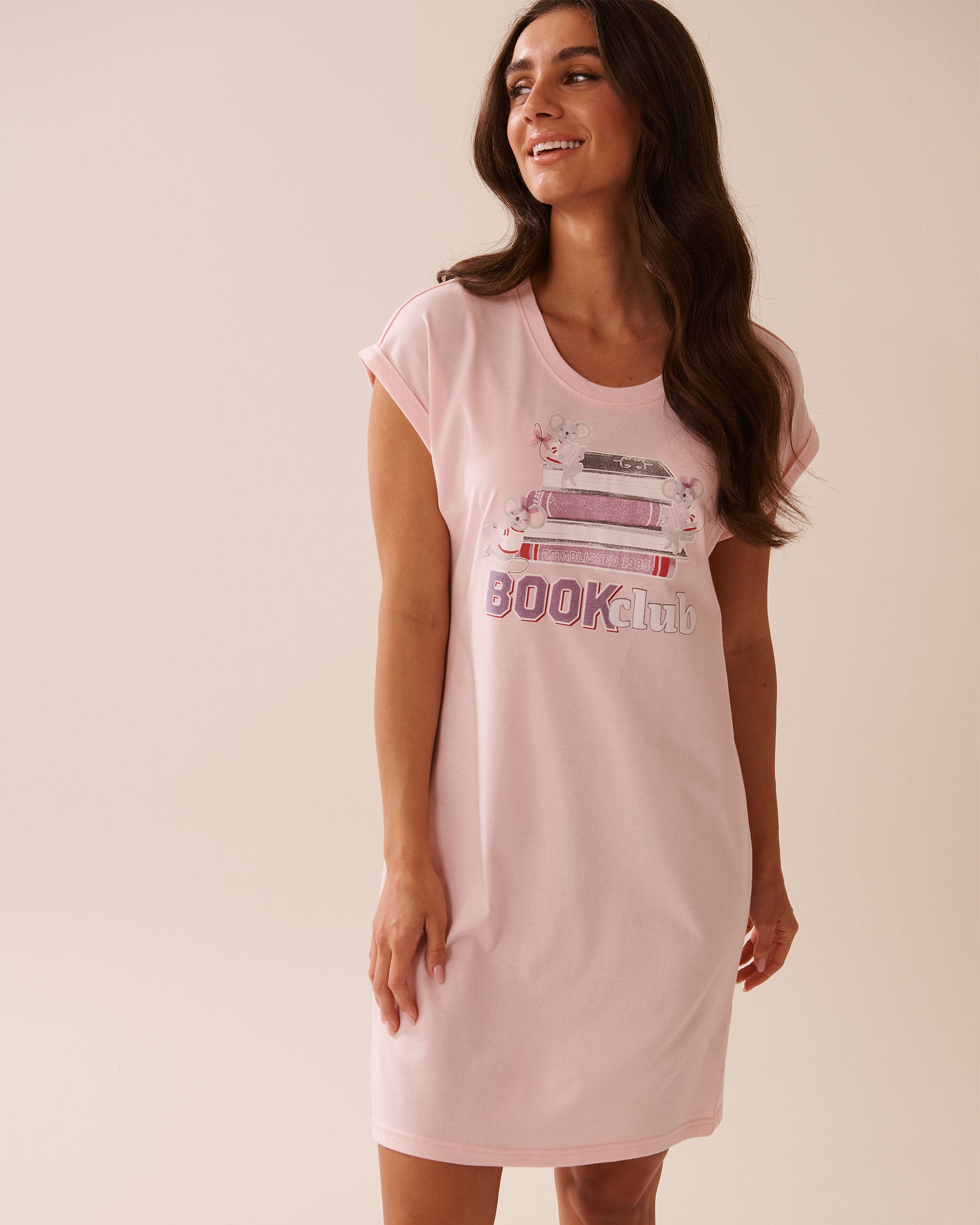 La Vie en Rose_Lotus_Mouse Print Cotton Short Sleeve Sleepshirt_40500442_60021_01