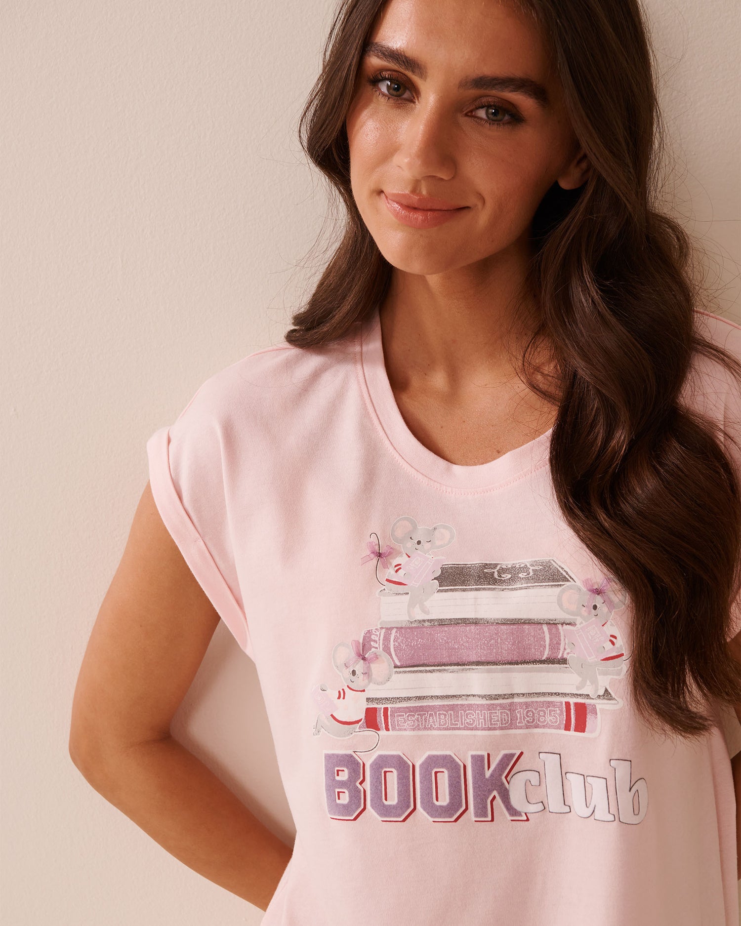 La Vie en Rose_Lotus_Mouse Print Cotton Short Sleeve Sleepshirt_40500442_60021_03