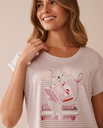 La Vie en Rose_Microchip Stripe_Mouse Print Cotton Short Sleeve Sleepshirt_40500442_P00437_03