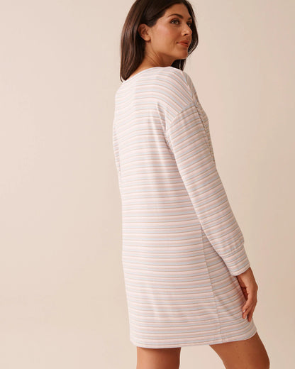 La Vie en Rose_Baby Blue Multistripe_Pastel Stripe Recycled Fibers Long Sleeve Sleepshi_40500448_P40483_02
