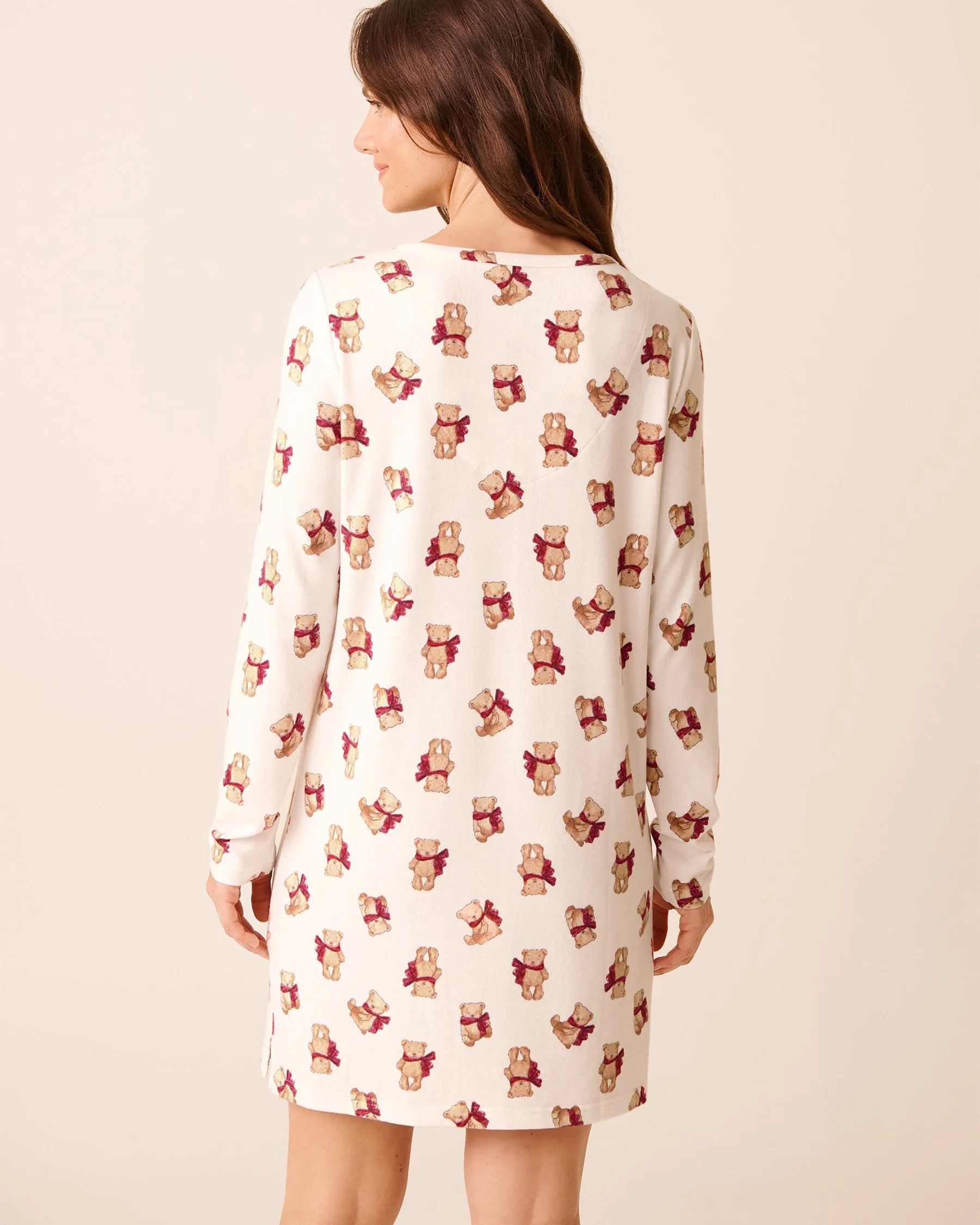 La Vie en Rose_Snow White Bow Teddy_Teddy Bear Print Recycled Fibers Long Sleeve Sleep_40500454_P10553_02