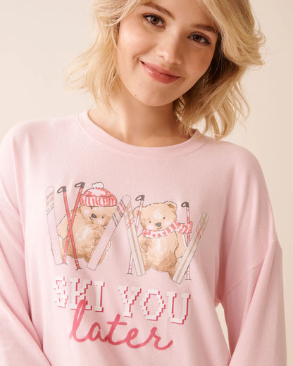 La Vie en Rose_Cherry Blossom_Skiing Bear Print Recycled Fibers Long Sleeve Slee_40500455_60074_03