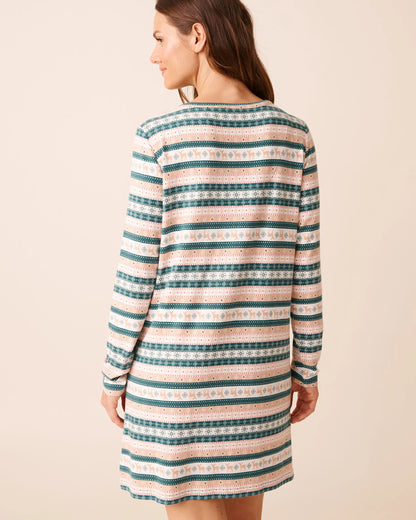 La Vie en Rose_Botanical Garden Deer Stripe_Deer Print Recycled Fibers Long Sleeve Sleepshirt_40500456_P30133_02