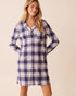 La Vie en Rose_Stonewash Plaid_Blue Plaid Recycled Fibers Button-down Sleepshirt_40500457_P40521_01