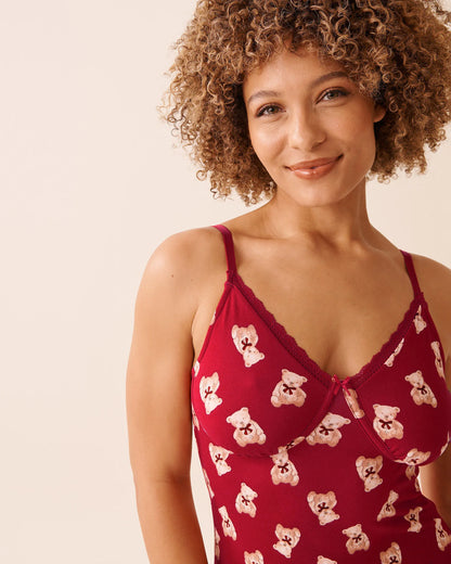 La Vie en Rose_Savvy Red Teddy Bear_Teddy Bear Print Super Soft Nightie_40500460_P60429_03