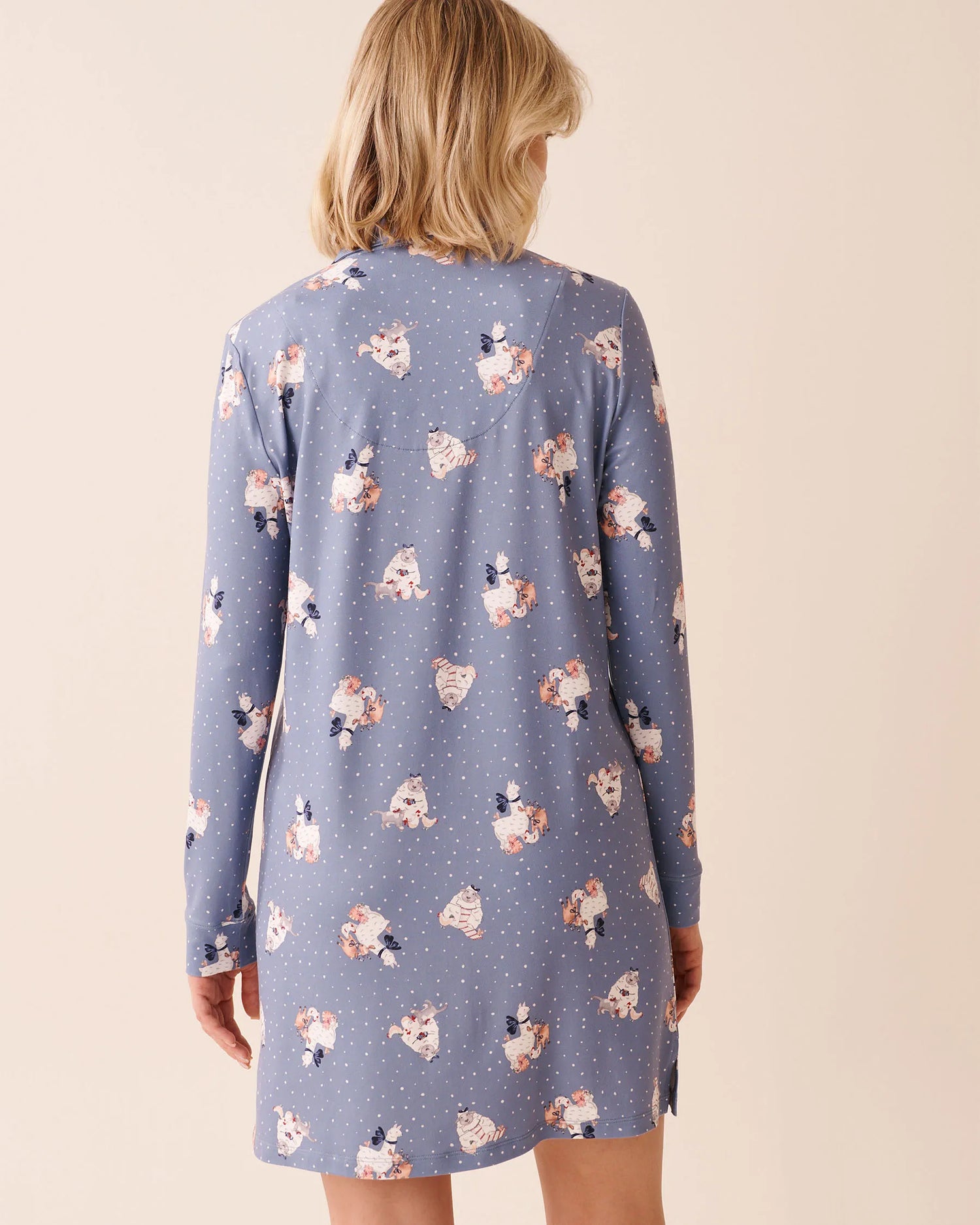 La Vie en Rose_Stonewash Sheep_Farm Friends Print Super Soft Button-down Sleepshi_40500462_P40519_02