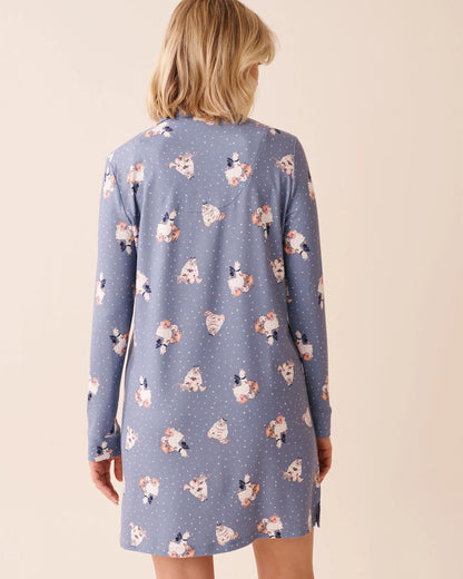 La Vie en Rose_Stonewash Sheep_Farm Friends Print Super Soft Button-down Sleepshi_40500462_P40519_02