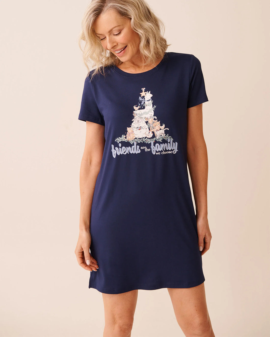 La Vie en Rose_Evening Blue_Farm Friends Print Super Soft Sleepshirt_40500463_40009_01