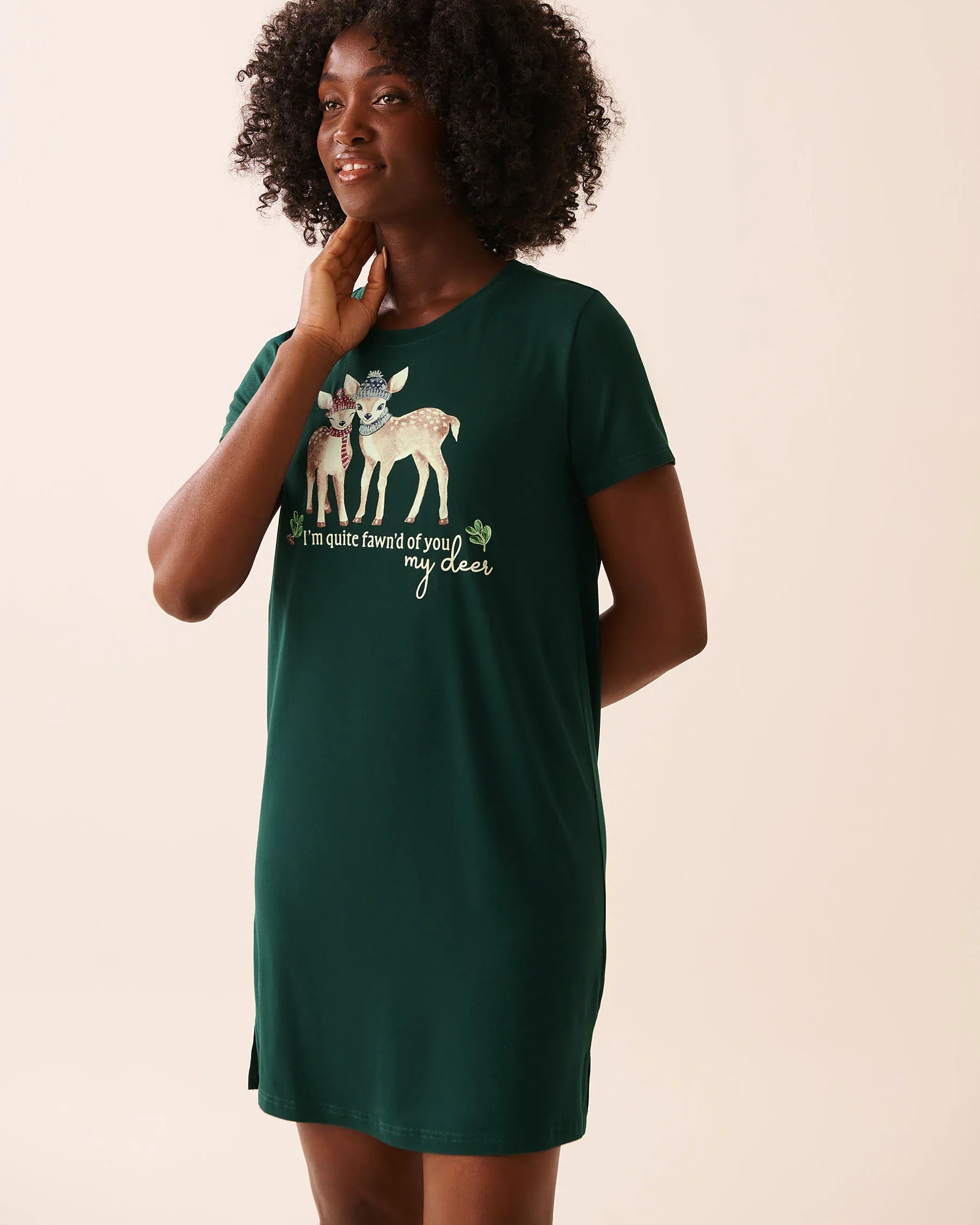 La Vie en Rose_Botanical Garden_Deer Print Super Soft Sleepshirt_40500464_30140_01