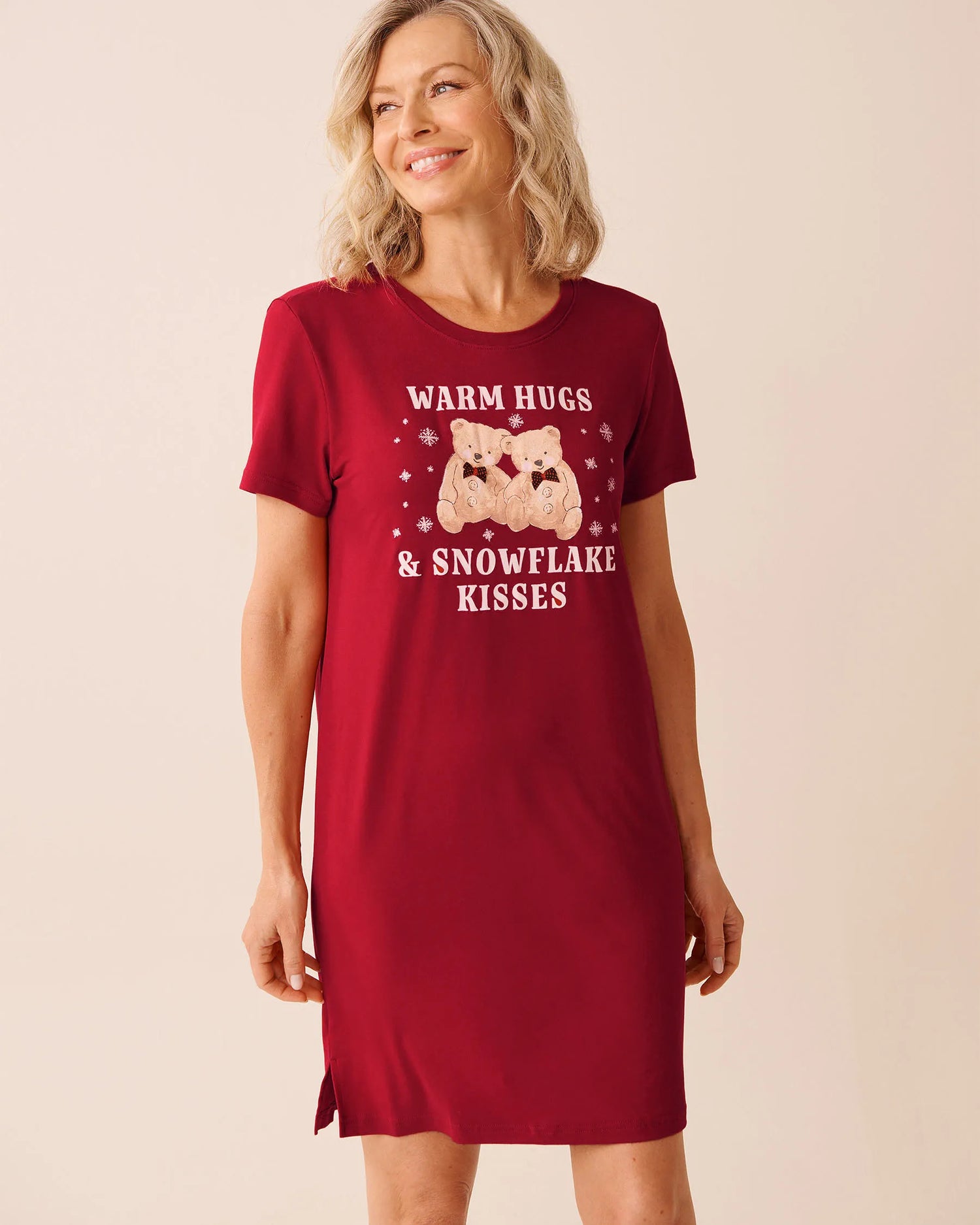 La Vie en Rose_Savvy Red_Teddy Bear Print Super Soft Sleepshirt_40500464_60215_01