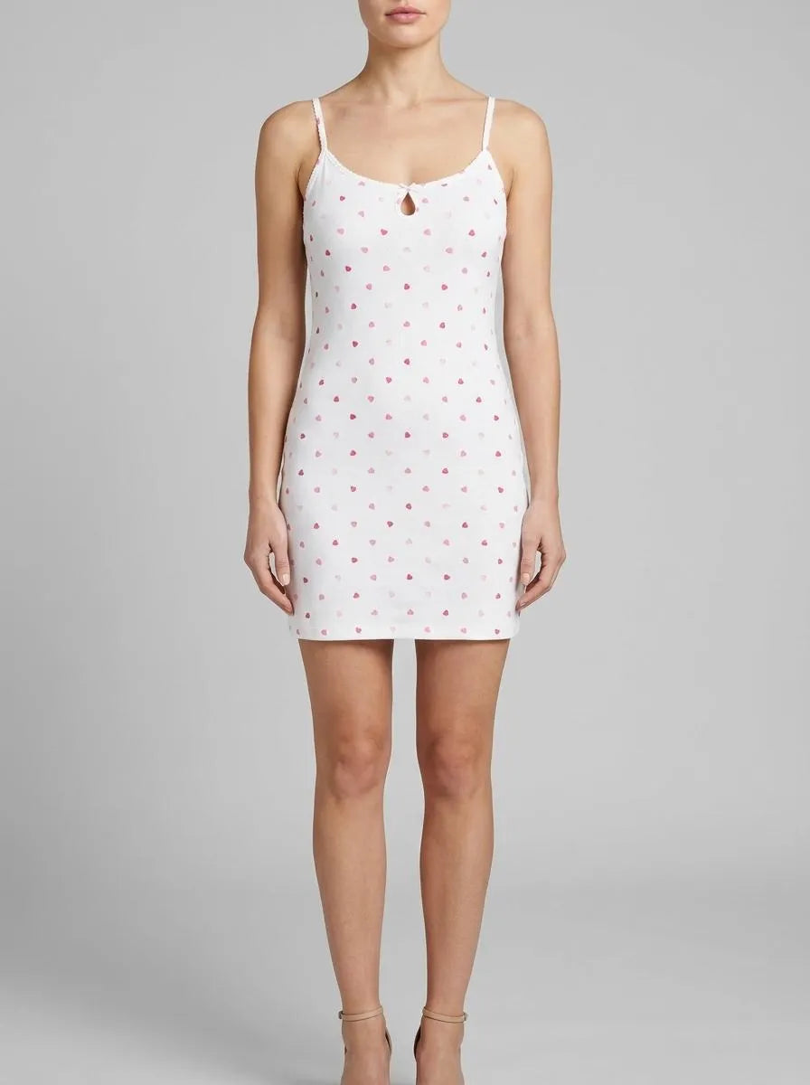 La Vie en Rose_Snow White Candy Hearts_Heart Print Pointelle Nightie_40500471_P10574_00
