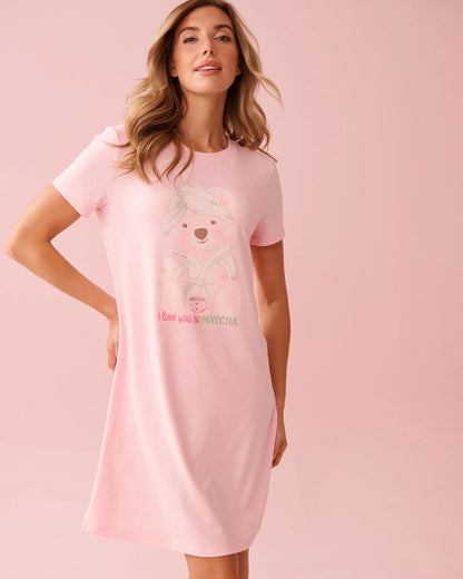 La Vie en Rose_Tickled Pink_Spa Time Teddy Print Super Soft Sleepshirt_40500475_60229_01