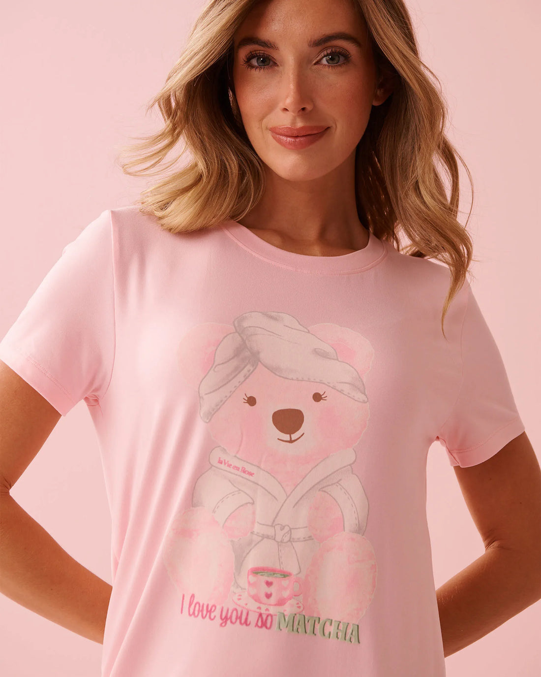 La Vie en Rose_Pink_Spa Time Teddy Print Super Soft Sleepshirt_40500475_60229_03