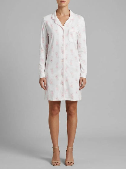 La Vie en Rose_White_Spa Time Teddy Print Super Soft Button-down Sleeps_40500476_P10573_00