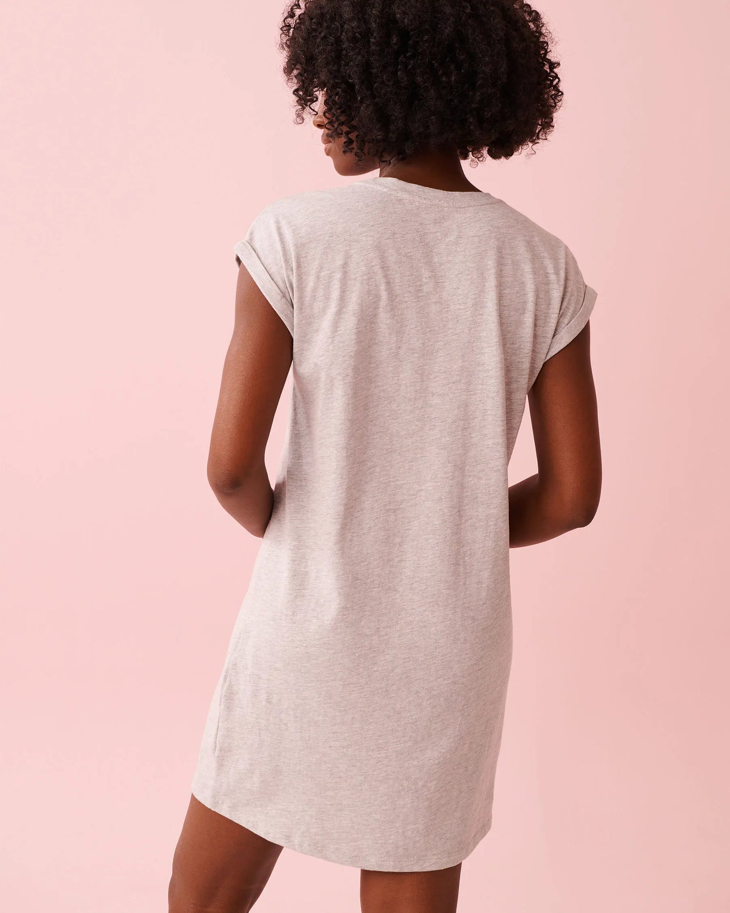 La Vie en Rose Comfy Grey Mix Women Floral Print Cotton Short Sleeve Sleepshirt SKU: 40500479_00007 Image 02