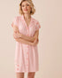 La Vie en Rose Pink Icing Placement Women Floral Stripe Print Super Soft Button-down Sleepsh SKU: 40500482_P60473 Image 01