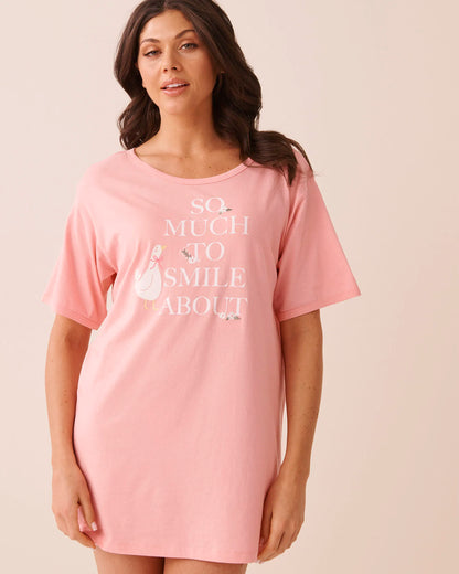 La Vie en Rose Pink Icing Women Goose Print Cozy Soft Jersey Sleepshirt SKU: 40500487_60017 Image 01