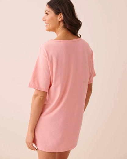 La Vie en Rose Pink Icing Women Goose Print Cozy Soft Jersey Sleepshirt SKU: 40500487_60017 Image 02