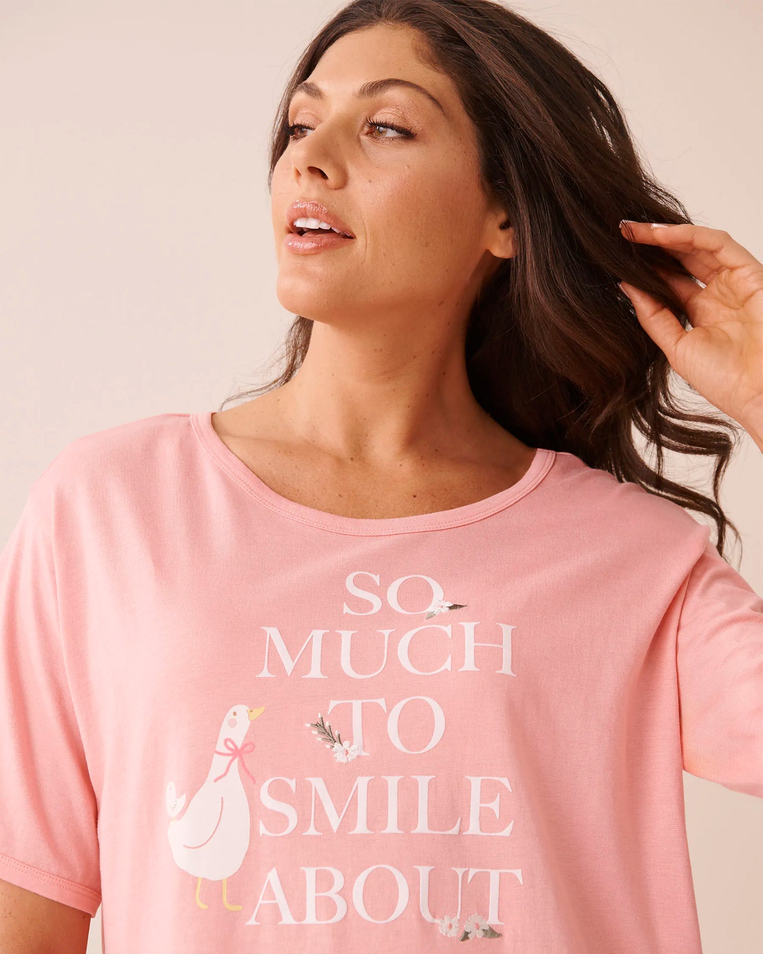 La Vie en Rose Pink Icing Women Goose Print Cozy Soft Jersey Sleepshirt SKU: 40500487_60017 Image 03