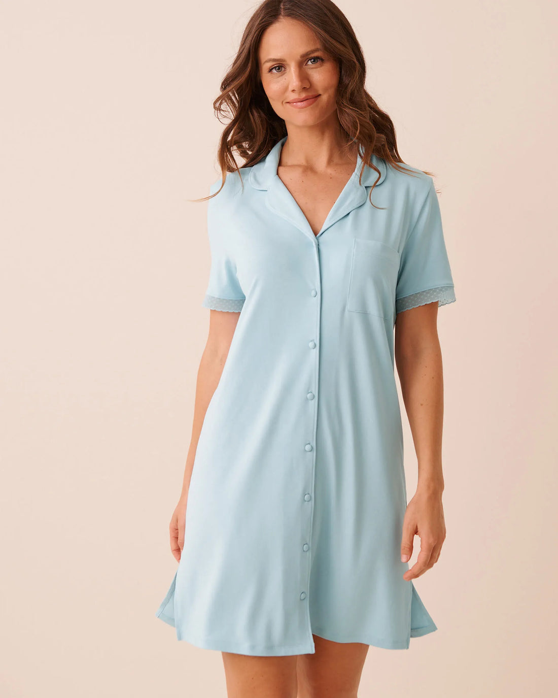 La Vie en Rose Stratosphere Women Super Soft Lace Trim Sleepshirt SKU: 40500488_40274 Image 01