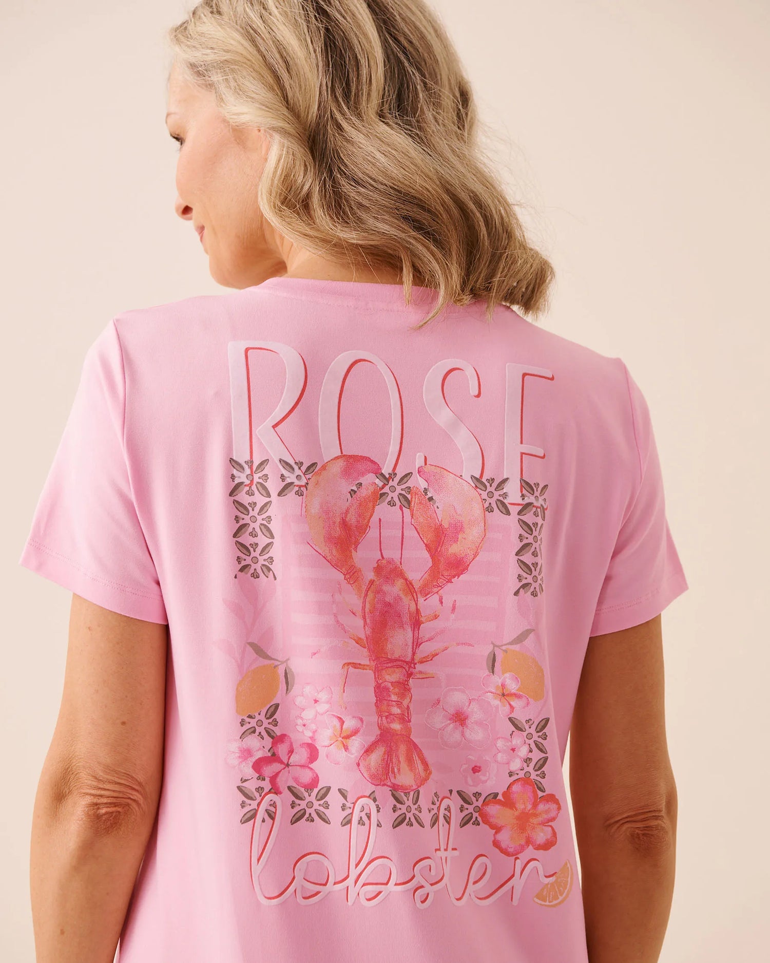 La Vie en Rose Nosegay Women Lobster Floral Print Super Soft Sleepshirt SKU: 40500491_60245 Image 03