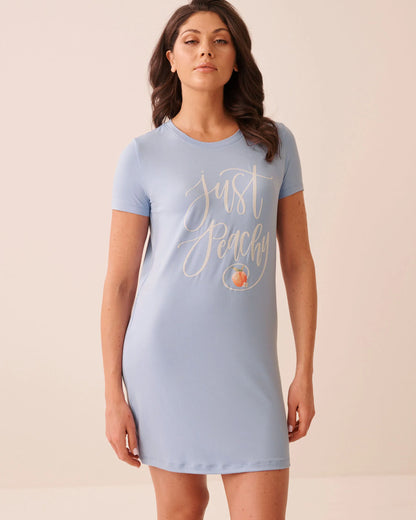 La Vie en Rose Brunnera Blue Women Peach Print Super Soft Short Sleeve Sleepshirt SKU: 40500492_40293 Image 01