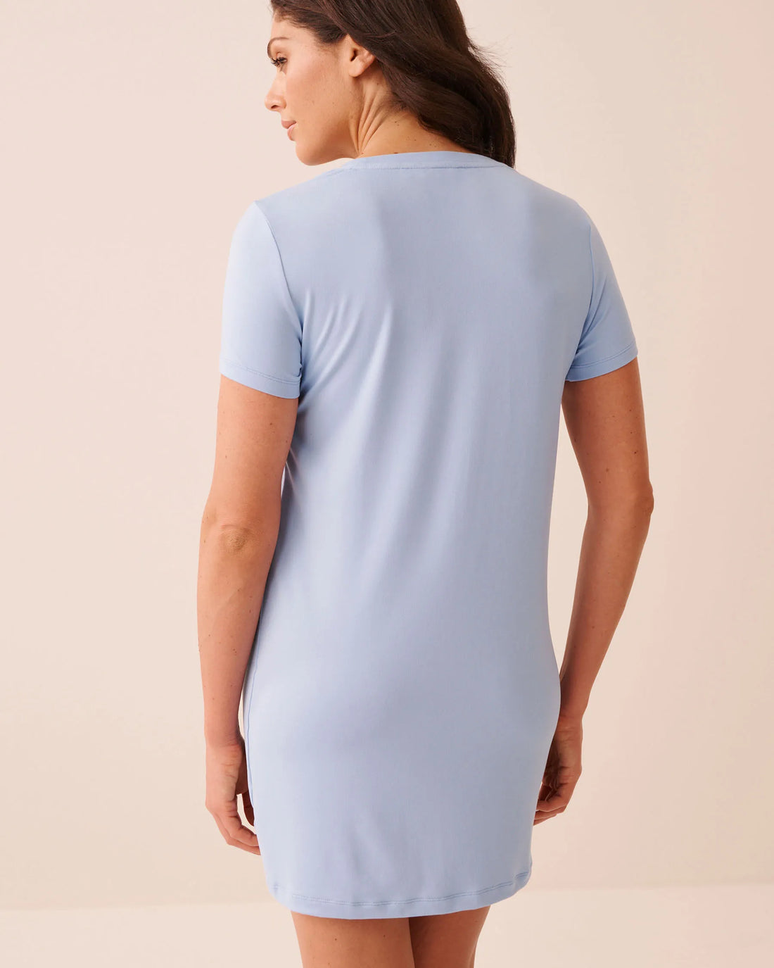 La Vie en Rose Brunnera Blue Women Peach Print Super Soft Short Sleeve Sleepshirt SKU: 40500492_40293 Image 02