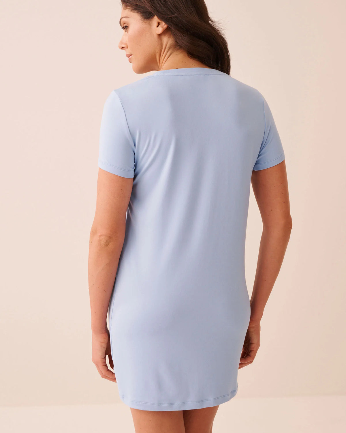 La Vie en Rose Brunnera Blue Women Peach Print Super Soft Short Sleeve Sleepshirt SKU: 40500492_40293 Image 02