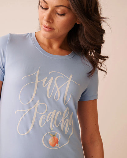 La Vie en Rose Brunnera Blue Women Peach Print Super Soft Short Sleeve Sleepshirt SKU: 40500492_40293 Image 03