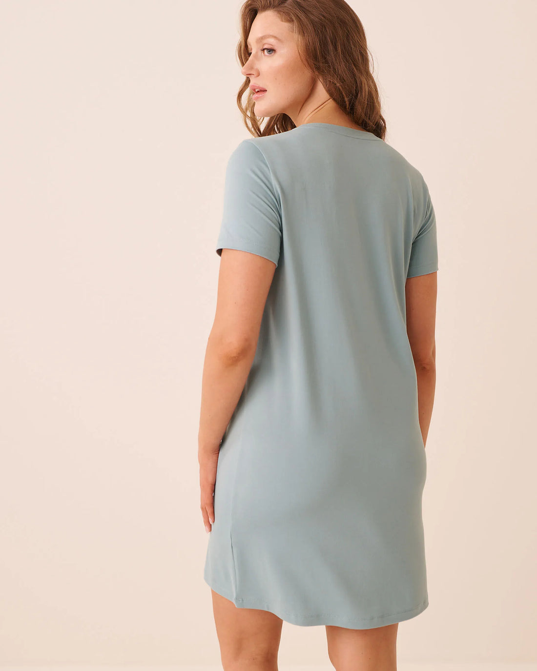 La Vie en Rose Stone Blue Women Parisian Dogs Print Super Soft Short Sleeve Sleeps SKU: 40500499_40303 Image 02