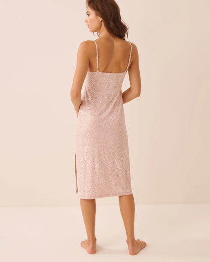 La Vie en Rose Snow White Leopard Women Leopard Print Super Soft Long Nightie SKU: 40500500_P10635 Image 02