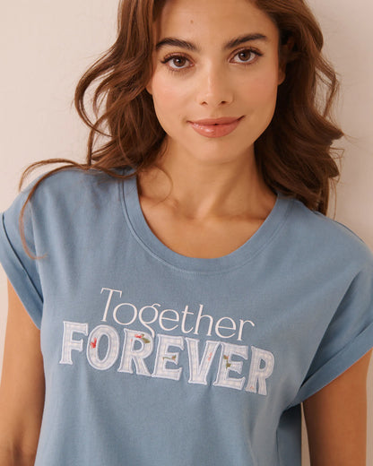 La Vie en Rose Blue Shadow Women Together Forever Print Cotton Short Sleeve Sleepsh SKU: 40500501_40202 Image 03