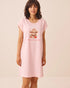 La Vie en Rose Crystal Rose Women Highland Cow Print Cotton Short Sleeve Sleepshirt SKU: 40500501_60108 Image 01